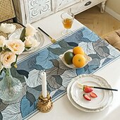 cheap Table Runners-Wide Border Jacquard Table Runner with Messy Colorful Leaves 71/79/87inch Long