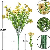 economico Piante e Fiori Artificiali-10 rami di fiori artificiali da esterno eucalipto a sette steli, viole viola, bouquet floreale realistico per centrotavola decorativi e composizioni floreali