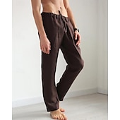 economico Casa-Per uomo Pantaloni di lino Pantaloni Pantaloni estivi Pantaloni da spiaggia Tasche A cordoncino Vita elastica Liscio Comfort Traspirante Giornaliero Per eventi Da mare Hawaiano Boho Nero Bianco