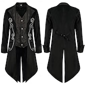 billige Topper-Retro / vintage Punk og gotisk Kostymer i middelalderstil Jakke tailcoat Prins Adelsmann Jacquard Herre Royal Steampunk Maskerade Fest Voksne Frakk