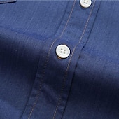 preiswerte Herrenhemd zum Knöpfen-Herren Hemd leinenhemd Hemd aus Baumwollleinen Knopfhemd Strandhemd Blau Dunkelblau Langarm Glatt Kargen Casual Täglich Vordertasche Bekleidung Modisch Komfortabel