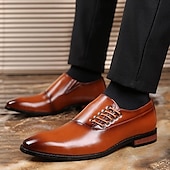 abordables Officiel-chaussures habillées classiques en cuir marron pour hommes - idéales pour les événements formels et les réunions d&#039;affaires