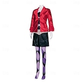 billige Joker stil-Joker: Folie à Deux Harley Quinn Skjørt Jakke Sokker og Strømpebukser Kostymer Film-Cosplay for Dame Voksen Halloween Karneval Maskerade Fritid / hverdag