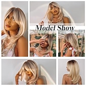 cheap Synthetic Trendy Wigs-Layered Wigs for Women Synthetic Wig Wigs with Bangs Synthetic Long Hair Blonde Black Brown Dark Brown Light Brown