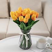 economico Forniture per eventi e feste-10 fiori artificiali di tulipani in PU realistici: perfetti per decorazioni domestiche, decorazioni nuziali ed eventi - tulipani dall&#039;atmosfera realistica per una maggiore eleganza