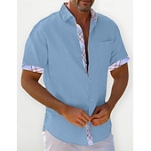 abordables Vacances-Homme Chemise Lin Chemisette Chemise d&#039;été Tenues de plage Chemise décontractée Chemise boutonnée Plein Vacances Curise Blanche Bleu Vert Kaki Manche Courte Revers Printemps été Vêtement Tenue Poche
