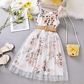voordelige Casual jurken-Kinderen Voor meisjes Jurk Grafisch Mouwloos Formeel Prestatie Feest Modieus leuke Style Polyester Zomer Lente 3-13 jaar Zwart Wit