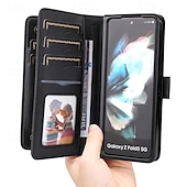 お買い得  サムスン用ケース-電話 ケース 用途 サムスンのギャラクシー Z Fold 5 Z Fold 4 Z Fold 3 ウォレットカードケース 磁石バックル 全身保護 キックスタンド レトロ風 TPU PUレザー