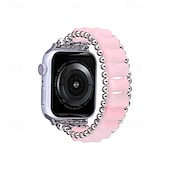baratos Pulseiras de Apple Watch-Pulseira de joias Compatível com Pulseira Apple Watch 38mm 40mm 41mm 42mm 44mm 45mm 49mm Com Miçangas Ajustável Respirável Resina pulseira de substituição para iwatch Ultra 2 Series 9 8 7 SE 6 5 4 3