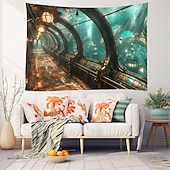  undervannsstige hengende billedvev veggkunst stor billedvev veggmaleri dekor fotografi bakteppe teppe gardin hjem soverom stue dekorasjon fisk landskap