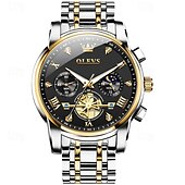 abordables Montres à quartz-Olevs – montre-bracelet lumineuse pour hommes, chronographe lumineux, indication 24 heures, à quartz, ceinture en acier, étanche, nouvelle collection