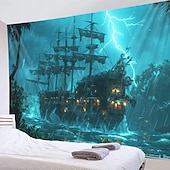 billiga Ocean Beach Gobeläng-piratskepp hängande gobeläng väggkonst stor gobeläng väggmålning dekor fotografi bakgrund filt gardin hem sovrum vardagsrum dekoration
