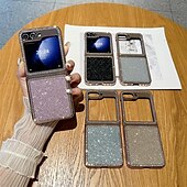 cheap Samsung Cases-Phone Case For Samsung Galaxy Z Flip 6 Z Flip 5 Back Cover Bling Glitter Shiny Shockproof PC