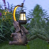 cheap Landscape Lights-1pc Solar Garden Statue Elephant Figurine Light Outdoor Decor LED Lights for Outside Patio Yard Lawn Decorations Housewarming Mother&#039;s Gifts