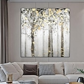 voordelige boom olieverfschilderijen-bos schilderij handgemaakte rustieke muur decor bruin goud bruin witte berk esp boom landschap schilderij abstract canvas paneel textuur boom schilderij artwork beeldende kunst wanddecoratie