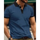 cheap Men&#039;s Classic Polo-Men&#039;s Golf Shirt Golf Polo Work Casual Lapel Short Sleeve Basic Modern Color Block Patchwork Button Spring &amp; Summer Regular Fit Wine Navy Blue sky blue Gold Beige Coffee Golf Shirt