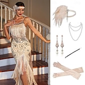 voordelige Outfits-Retro vintage Roaring jaren &#039;20 Jaren 1920 Flapper jurk Jurken Gemaskerd Bal The Great Gatsby Bruiloftsgast Pailletten Kwastje Dames Maskerade Bruiloft Bruiloft gast Feest / Uitgaan Volwassenen