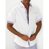 abordables Vacances-Homme Chemise Lin Chemisette Chemise d&#039;été Tenues de plage Chemise décontractée Chemise boutonnée Plein Vacances Curise Blanche Bleu Vert Kaki Manche Courte Revers Printemps été Vêtement Tenue Poche