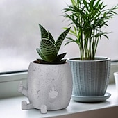 cheap Vases &amp; Basket-Smiling Plant Pot with Middle Fingers Up,Resin Plastic Ornaments Flower Pot, Planting Containers, Novelty Interesting Decorations, for Home Indoor Window, Desktop, Outdoor Patio Yard
