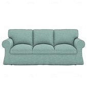 baratos Cobertura de Sofa-Capa de Sofá de 3 Lugares 20% Linho Cor Sólida Acolchoada em Algodão e Linho