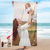 voordelige Textiel-Aangepaste Strandhanddoeken met Foto Badhanddoek Gepersonaliseerde Strandhanddoeken met Foto Gepersonaliseerd Cadeau voor Familie of Vrienden 31&quot;63&quot; (Enkelzijdige Afdruk)