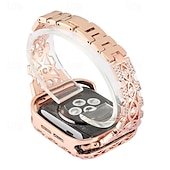 رخيصةأون عصابات Apple Watch-سوار مجوهرات متوافق مع Apple Watchband 38 مم 40 مم 41 مم 42 مم 44 مم 45 مم 49 مم بلينغ الماس قابل للتعديل متنفس ستانلس ستيل حجر كريم استبدال حزام الساعة إلى iwatch Ultra 2 Series 9 8 7 SE 6 5 4 3 2 1