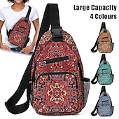 preiswerte Grafische Drucksäcke-Damen Umhängetasche Schultertasche Brusttasche Polyester Outdoor Täglich Festtage Reißverschluss Bedruckt Hohe Kapazität Leichtgewichtig Multi-Carry Nationales Totem Gelb Rot Blau