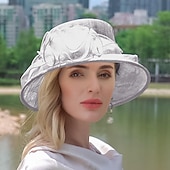 ieftine pălării de petrecere-Palarie In Pălărie Vară Clop Palarie de soare Nuntă Petrecere ceai Elegant Nuntă Cu Culoare Pură Partea Dantela Diadema Articole Pentru Cap