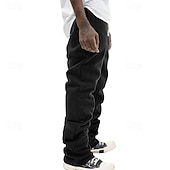 お買い得  ストレートレッグ-男性用 スウェットパンツ ズボン カジュアルパンツ ドローストリング 弾性ウエスト まっすぐな足 平織り 履き心地よい スポーツ・アウトドア 日常 ファッション カジュアル ブラック ピンク マイクロエラスティック