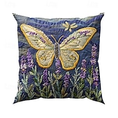 cheap Floral &amp; Plants Style-Embossed Floral Butterfly Velvet Pillow Cover 16/18/20 Inch for Sofa Decor Lumbar Pillow