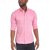 cheap Men&#039;s Non Iron Shirts-Men&#039;s Shirt Dress Shirt Button Up Shirt Plain Wedding Party Black White Pink Navy Blue Long Sleeve Lapel Spring &amp;  Fall Clothing Apparel
