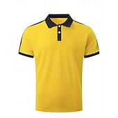 cheap Men&#039;s Classic Polo-Men&#039;s Golf Shirt Golf Polo Work Casual Lapel Short Sleeve Basic Modern Color Block Patchwork Button Spring &amp; Summer Regular Fit Wine Navy Blue sky blue Gold Beige Coffee Golf Shirt