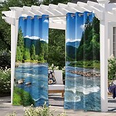 economico Tende impermeabili-tende da esterno tenda impermeabile antivento e resistente alle intemperie per patio, capanna, veranda, pergola e gazebo, telo superiore con occhiello, paesaggio forestale a 2 pannelli