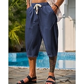 economico Vacanza-Per uomo Pantaloni capri Shorts di Lino Pantaloncini Estivi Shorts da Spiaggia Pantaloni harem Tasca Coulisse Elastico in vita Semplice Comodità Traspirante Lunghezza al polpaccio Vacanza Ferie