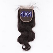 economico Closure e frontal-Chiusura in pizzo trasparente afro crespo e liscio, solo chiusura in capelli umani al 100%, chiusura in pizzo peruviano remy yaki liscio 4x4 per donna