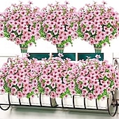 economico Piante e Fiori Artificiali-10 rami di fiori artificiali da esterno eucalipto a sette steli, viole viola, bouquet floreale realistico per centrotavola decorativi e composizioni floreali