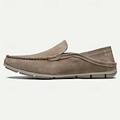 levne Neformální-pánské béžové semišové mokasíny – lehké neformální slip-on boty s měkkou podrážkou pro každodenní pohodlí