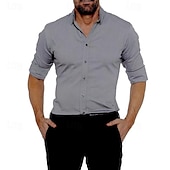 cheap Men&#039;s Non Iron Shirts-Men&#039;s Shirt Dress Shirt Button Up Shirt Plain Wedding Party Black White Pink Navy Blue Long Sleeve Lapel Spring &amp;  Fall Clothing Apparel