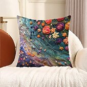baratos estilo floral e plantas-1 pçs Veludo Cobertura de Almofada, Imprimir Simples Casual Quadrada Tradicional Clássico