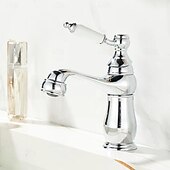 お買い得  浴室・洗面台用水栓金具-バスルームのシンクの蛇口 - 滝状吐水タイプ 電気メッキ センターセット シングルハンドルつの穴Bath Taps