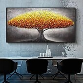 voordelige Abstracte schilderijen-handgemaakt olieverfschilderij canvas muurkunst decoratie modern abstract 3d paletmes groen geldboom voor huisdecoratie gerold frameloos ongerekt schilderij