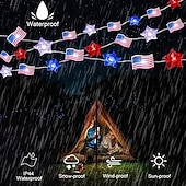 Недорогие Питание от батареек-Патриотичные светодиодные гирлянды Декор для Дня независимости 2 м 20 LED для Дня независимости 4 июля 250-й юбилей День памяти работающие от батареек звёздные огоньки праздничное украшение для дома