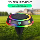 abordables Éclairages pour allées-Lampe enterrée solaire RVB aucun câblage requis éclairage automatique économie d&#039;énergie installation facile lumière LED solaire lampe de pelouse extérieure décoration d&#039;allée fournitures de jardin