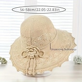 abordables refrigeración calefacción-Sombrero de paja de ala ancha para mujer, sombrero de playa flexible con lazo, sombrero de verano con protección UV, visera plegable para viajes al aire libre