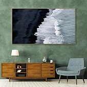 levne Abstraktní malby-ručně malovaná 3D texturovaná malba na plátně ručně vyráběná modrý oceán olejomalba minimalistická malba mořskou vlnou malba wabi-sabi umělecká díla nástěnná malba morden umění ložnice nástěnná