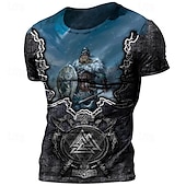 cheap Retro Graphic-Viking Tattoo T-shirt Print 3D Graphic For Men&#039;s Adults&#039; Carnival Masquerade 3D Print Casual Daily
