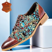 cheap Elemental Dress Shoes-Men&#039;s Retro Floral Jacquard Fabric Oxford Shoes with Leather Accents - Casual and Formal Occasions