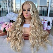 abordables Pelucas delanteras del cordón de cabello natural-Peluca Cabello virgen sin procesar Cierre 4x13 Cabello Brasileño Ondulado Rubio Múltiples colores Parte libre Mujer Densidad 130% 150% con pelo de bebe Pelo reflectante / balayage 100% Virgen