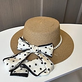 economico Cappelli per feste-berretto Copricapo Acrilico / cotone Paglia Cappelli da pescatore Cappello di paglia Cappello da sole Informale Per eventi Elegante Retrò Con Perle false Nastri Copricapo Copricapo