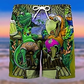 billiga Djur &amp; Fåglar-Herr Grafisk Träd Papegoja Badshorts Boardshorts Medium Midja Mode Streetwear Designer Ledigt Dagligen Helgdag Ficka Snörning Elastisk midja Designer Kläder